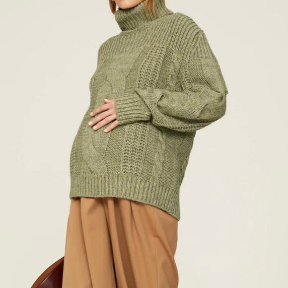 Pietro Brunelli Women's Himalaya Chunky Wool Blend Maternity Sweater Small Green - Picture 1 of 15